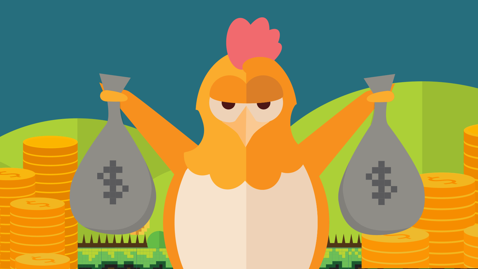 The Namecheap chick now holds two bags of money, showing how revenues for WordPress grew rapidly.